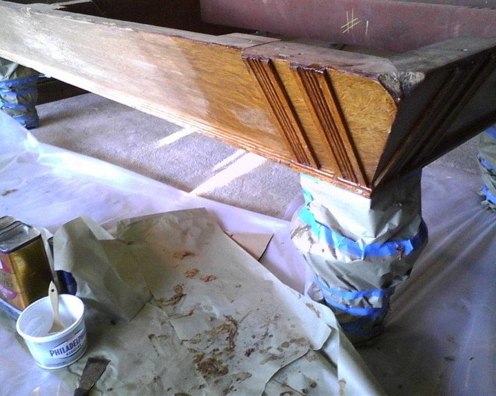 antique brunswick billiard table restoration project, painted furniture, Brush and scrape