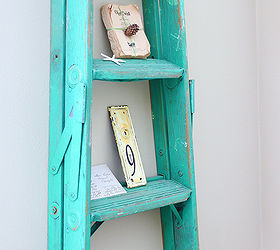 use an old ladder as a display shelf, repurposing upcycling