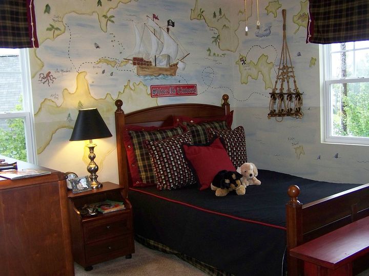 boys rooms, bedroom ideas, home decor, painting, This handpainted map has the names of family members for various islands beaches and coves for a fun personal touch