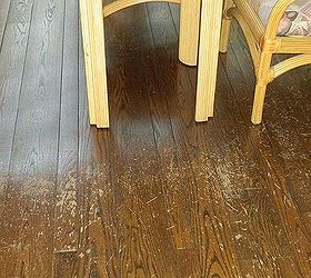 refinishing wood floors and restyling spaces, diy renovations projects, flooring, home maintenance repairs, Before floors scarred faded