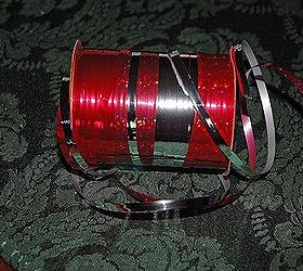 holiday decoration, christmas decorations, repurposing upcycling, seasonal holiday decor, I used 3 pieces of narrow red and silver ribbon 9 rolls for 1 49