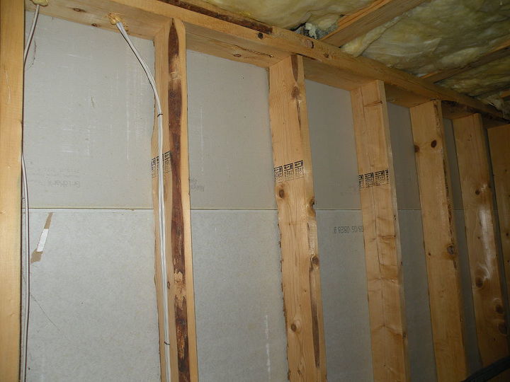 mold remediation in basement, basement ideas, home maintenance repairs, how to, paint colors, wall decor, View of Unfinished wall framing area in basement to be cleaned