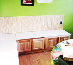 banquette seating made from kitchen cabinets, repurposing upcycling