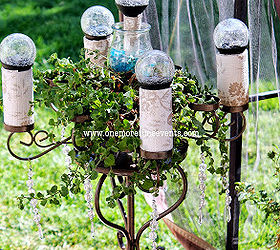 solar candelabra plant stand, crafts, gardening, outdoor living, repurposing upcycling, Solar Candelabra with solar lighting