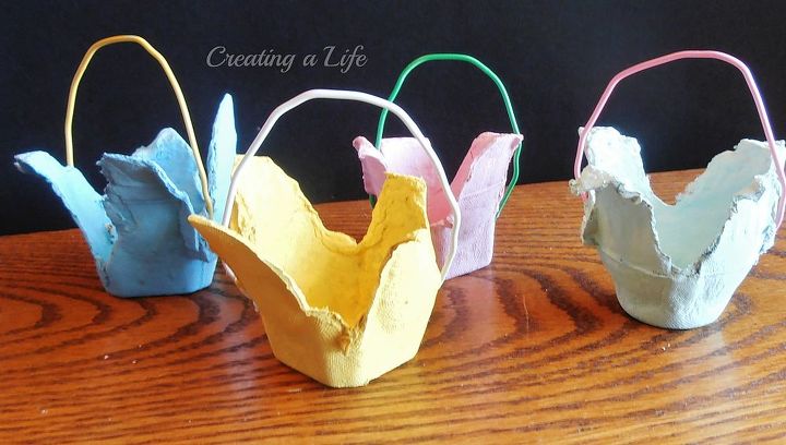 mini cestas de molas de caixa de ovo reciclada