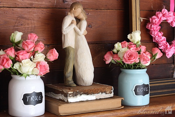 valentine s day mantel, fireplaces mantels, seasonal holiday d cor, valentines day ideas, wreaths, I use this Willow Tree figure all the time It is one of my favorite pieces ever since my husband bought it for me a few years ago
