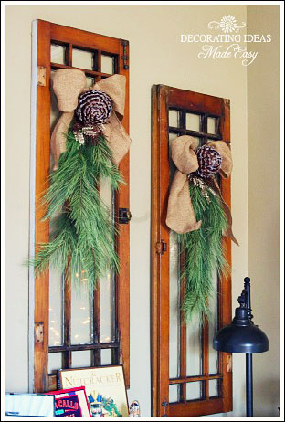 rustic christmas decorating, christmas decorations, repurposing upcycling, seasonal holiday decor, I hung the garlands with 3M hangers