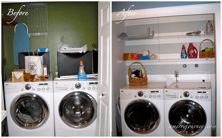 laundry room makeover, laundry rooms, storage ideas, Before and After