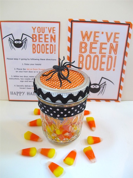 halloween fun boo your neighborhood, crafts, halloween decorations, seasonal holiday decor, Boo printables treats in a jelly jar