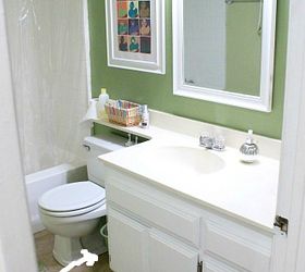 a total home makeover 3 years in the making, bathroom ideas, bedroom ideas, dining room ideas, home decor, stairs, Painted cabinets go a long way to update a bathroom