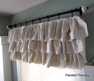 make your own ruffled curtains from painter s drop cloths, home decor, repurposing upcycling, shabby chic