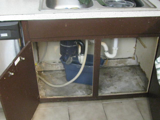 small kitchen remodel, Damaged sink cabinet