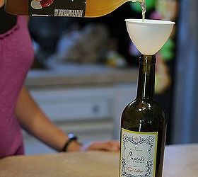 wine bottle fruit fly trap, crafts, go green, pest control, Place a sweet fluid in the bottom of the bottle like apple cider vinegar the last few drops of wine etc