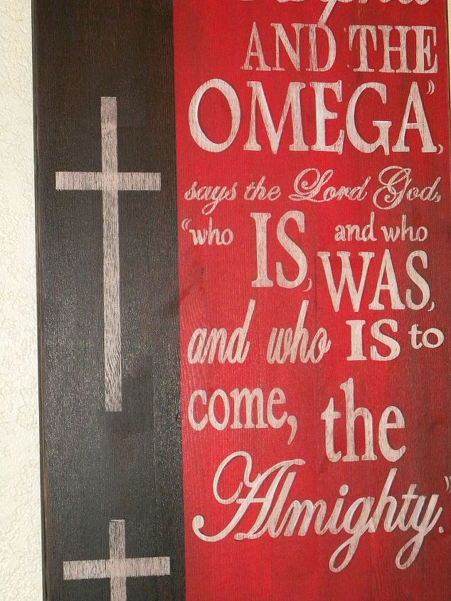 how to paint the alpha omega sign, crafts, painting, Close up to see the shadow of the font G in Omega shadow shows well in this pic By GranArt
