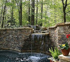 water features, outdoor living, ponds water features, ELS created this waterfall to compliment a client s spool that s bigger than a spa smaller than a pool