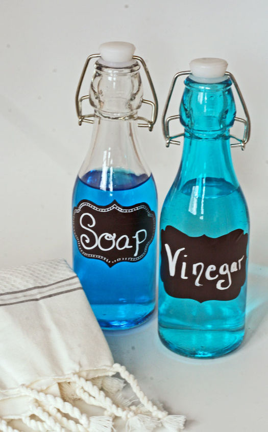beautiful bottles for cleaning w chalkboard labels, chalkboard paint, cleaning tips, crafts, I wanted to use these bottles to hold my cleaning supplies