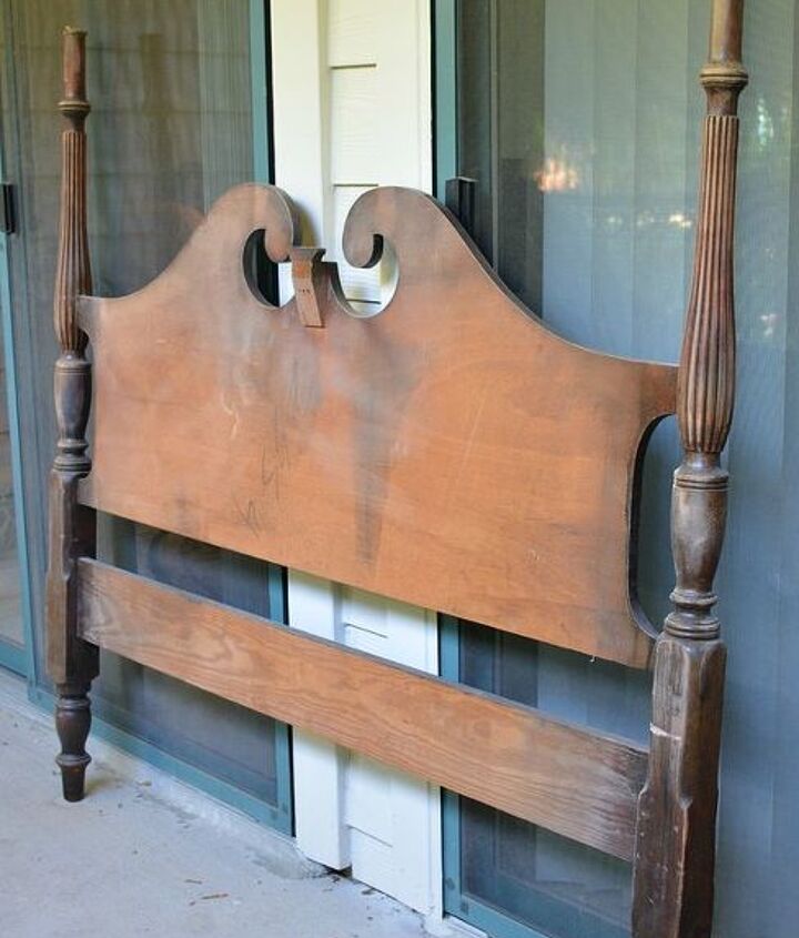 we made a bench from a headboard that was discarded, diy, painted furniture, repurposing upcycling, woodworking projects, The tossed away heaboard that will become a bench