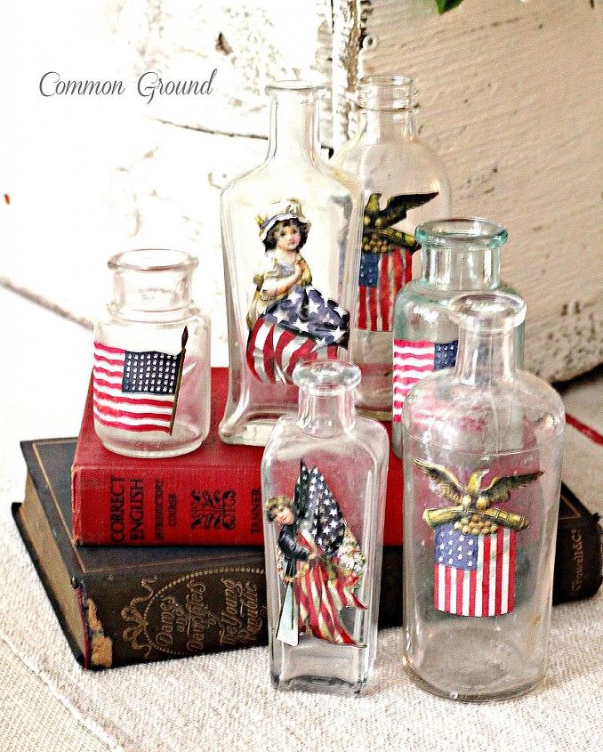 patriotic vintage bottles, crafts, patriotic decor ideas, repurposing upcycling, seasonal holiday decor