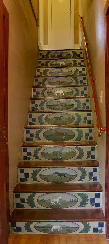 painted canvas stair risers, painting, stairs