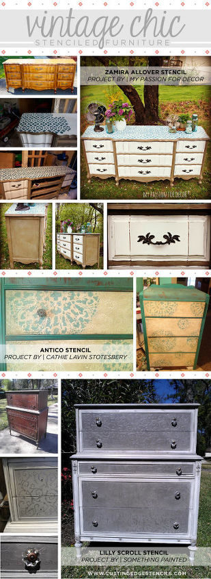 vintage chic stenciled furniture, painted furniture, shabby chic