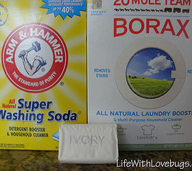 diy powdered laundry detergent, cleaning tips, 3 ingredients washing soda borax Ivory bar soap