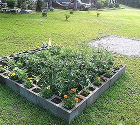 square footing it with concrete blocks, gardening