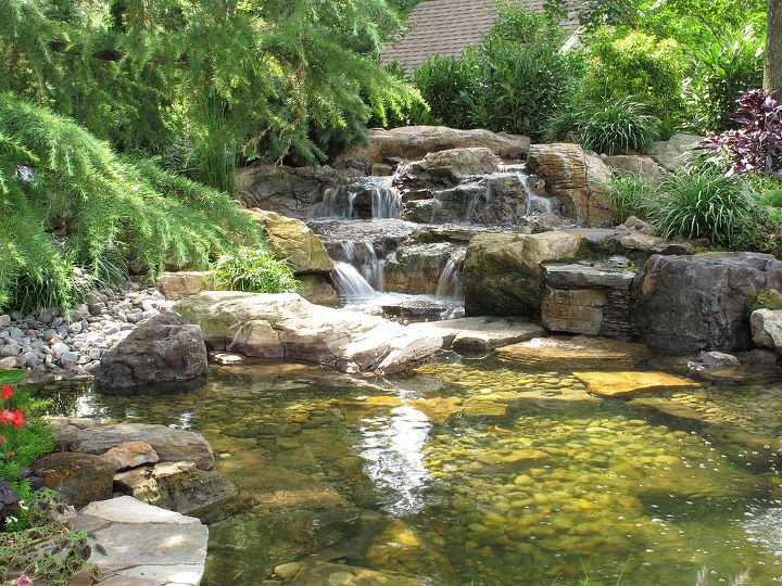 water features waterfalls, outdoor living, ponds water features, Big Boulders are the key to help naturalize man made waterfalls this is one of my favorites Learn more about our waterfall construction click on this link