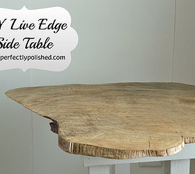 diy live edge wood side table, painted furniture, repurposing upcycling