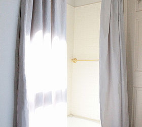 83 bathroom makeover, bathroom ideas, home decor, This DIY curtain tutorial produces a much more elegant result than a store bought shower curtain and is a fraction of the cost