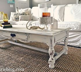 shabby chic white coffee table re do, home decor, painted furniture, shabby chic