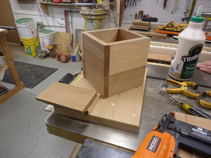 building a birdhouse from scrap cedar off a fence, diy, woodworking projects, glued and nailed weaved box