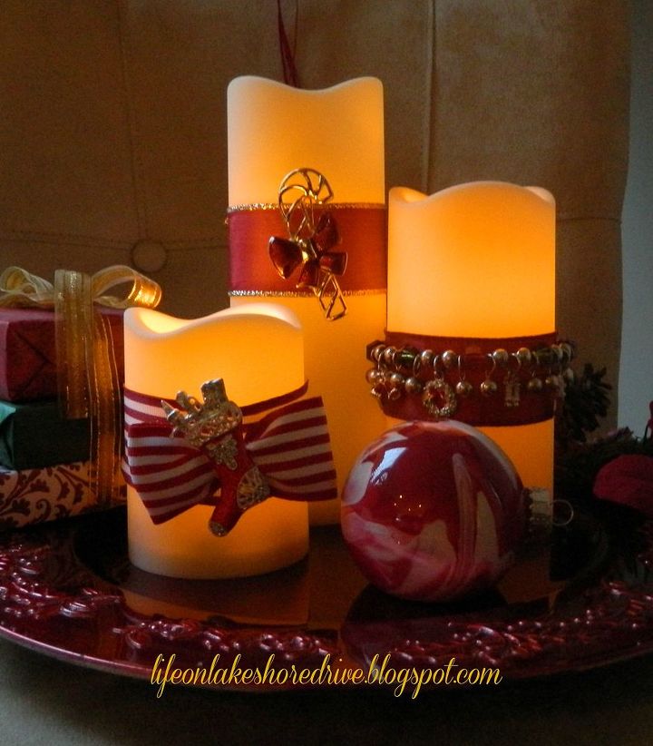 decora las velas con joyas navideas