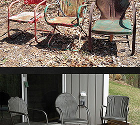 how to paint old and rusty metal outdoor chairs, before and after