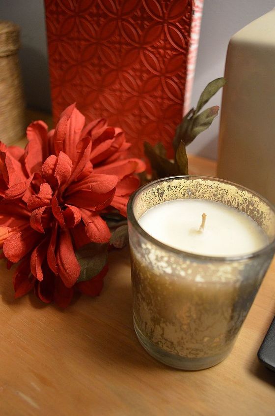 diy scented candle gold leaf glass votive, seasonal holiday d cor, Photo courtesy of diyhuntress com