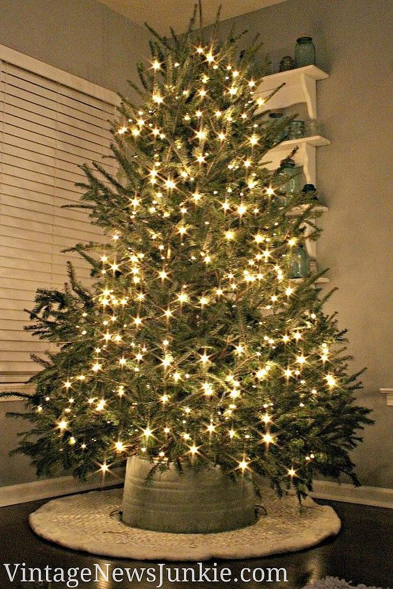 how to make a tree skirt out of a galvanized tub, repurposing upcycling, seasonal holiday d cor, I love the rustic charm it adds to our Chrisrtmas Tree
