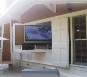 indoor outdoor tv, Outdoor view with tv in process of spinning from inside to outside