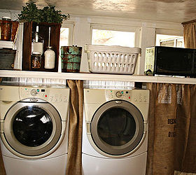 made my laundry room look better just using old wood and burlap, home decor, laundry rooms, The ugliness is all covered up