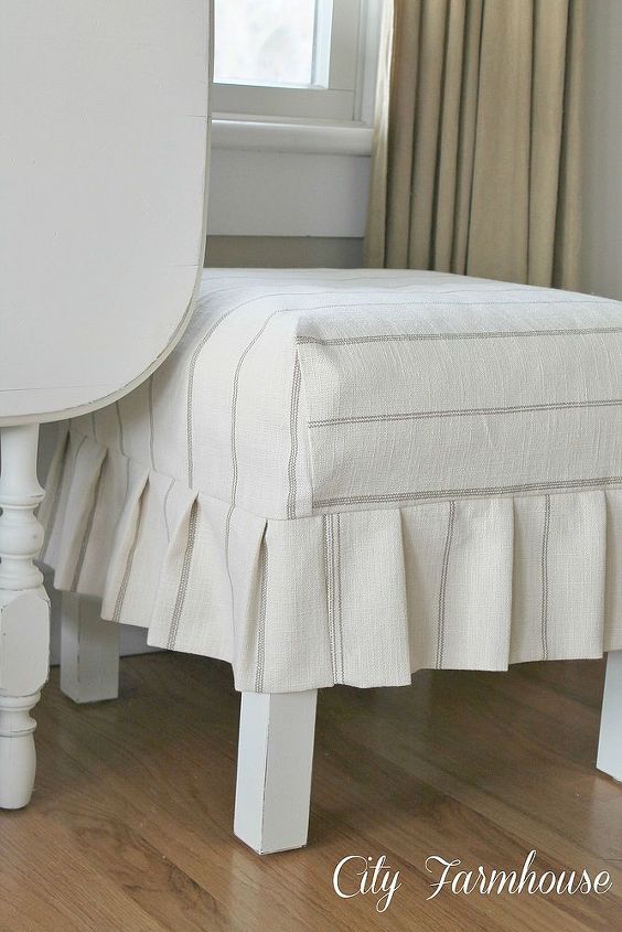 a simple pleated slipcover, reupholster