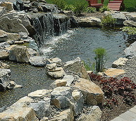 pond stream and cambridge patio project in shoreham long island, decks, landscape, outdoor living, patio, ponds water features, Stream going into pond