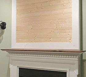 building a fireplace mantel after closing a tv niche above fireplace, Planks added