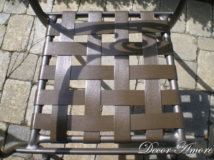 spraying new life into old patio furniture, painted furniture, New straps added to match