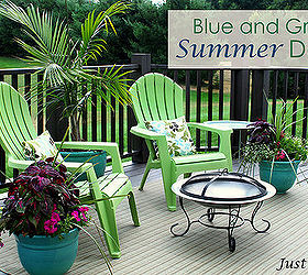 colorful deck transformation, decks, outdoor furniture, outdoor living, painted furniture, Amazing what some colorful furniture and container gardening will do