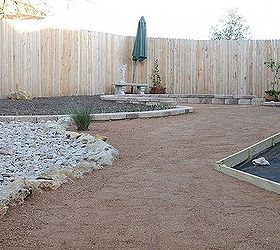 creating a xeriscape backyard landscape, gardening, landscape, Decomposed granite will fill in the paths until we can afford to add flagstones