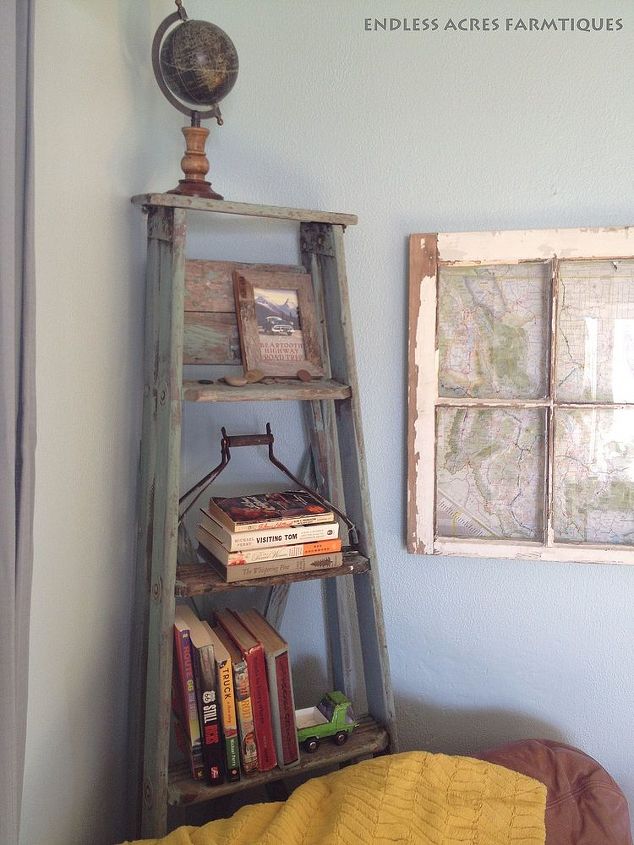 upcycled corner ladder shelf, home decor, living room ideas, repurposing upcycling