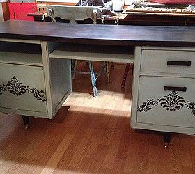 craigslist office desk makeover, chalk paint, craft rooms, home office, painted furniture, The after