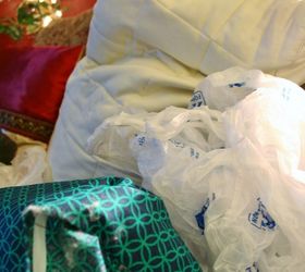 make throw pillows with plastic bag stuffing, crafts, home decor, Stuff the pillow Use cotton in the edges and on the outside Use plastic bags for everything else