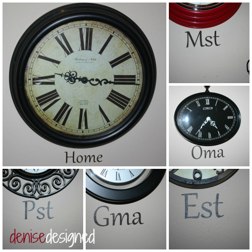 a wall of clocks, home decor, Here are all of the clocks set with our loved one s time on them