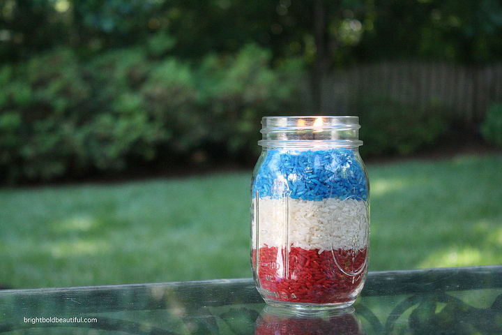 red white and blue votives fourth of july, crafts, mason jars, patriotic decor ideas, seasonal holiday decor