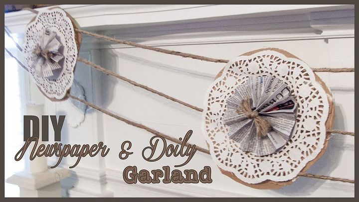 diy newspaper doily garland, crafts, repurposing upcycling, wreaths, I found something besides a book this time to recycle I made a newspaper doily garland This was a fun way to use up an old newspaper