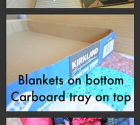 small space organizing ideas, bedroom ideas, organizing, Set cardboard on top of blanket to hold more clothes